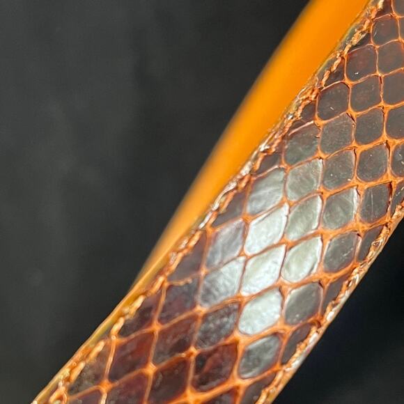 Vintage 80s 90s Genuine Snakeskin Belt Gold Hardware Size Medium - Picture 4 of 7